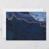 Goud & Navy Blue Marmer Nieuwe Adres Verhuizing Aankondiging (Achterkant)
