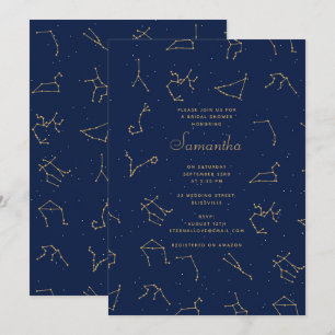Goud Navy Blue Zodiac Constellations Vrijgezellenf Kaart