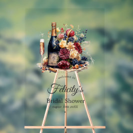 Goud, Navy & Bourgondische wijnproeverij Vrijgezel Acryl Bord