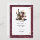 Goud, Navy & Bourgondische wijnproeverij Vrijgezel Kaart (Voorkant)