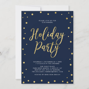 Goud & Navy Chic Confetti Kantoor Vakantiefeest Kaart
