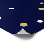 Goud & Navy Confetti 90ste Verjaardagsfeest Welkom Poster (Hoek)