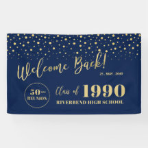 Goud & Navy Confetti Klassieker Reünie Feest Welko