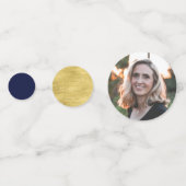 Goud & Navy Confetti Moderne Verjaardagsfeest Deco (Achterkanten)