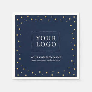 Goud & Navy Confetti Zakelijk Promotie Logo Servet