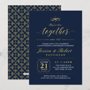 Goud & Navy   Elegante 50e trouwverjaardag Kaart