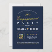 Goud & Navy | Elegante verlovingsfeest uitnodiging (Voorkant)