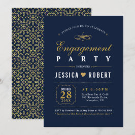 Goud & Navy | Elegante verlovingsfeest uitnodiging