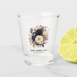 Goud, Navy en Burgundy Bloemen Bruidsmeisjesfeest Shot Glas