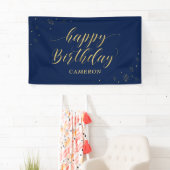 Goud & Navy | Glitter Verjaardagsfeest Banner (Insitu)