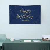 Goud & Navy | Glitter Verjaardagsfeest Banner (Beurs)