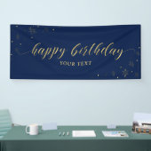 Goud & Navy | Glitter Verjaardagsfeest Banner (Beurs)