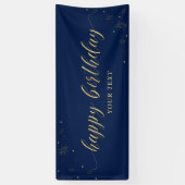 Goud & Navy | Glitter Verjaardagsfeest Banner (Verticaal)
