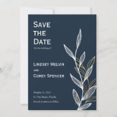Goud Navy Leaf Bruiloft Save the Date Kaart (Voorkant)