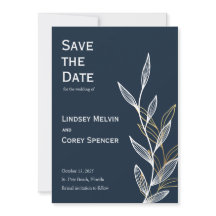 Goud Navy Leaf Bruiloft Save the Date