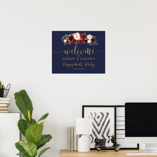 Goud Navy Marsala Boho Verloving Feest Poster (Thuiskantoor)