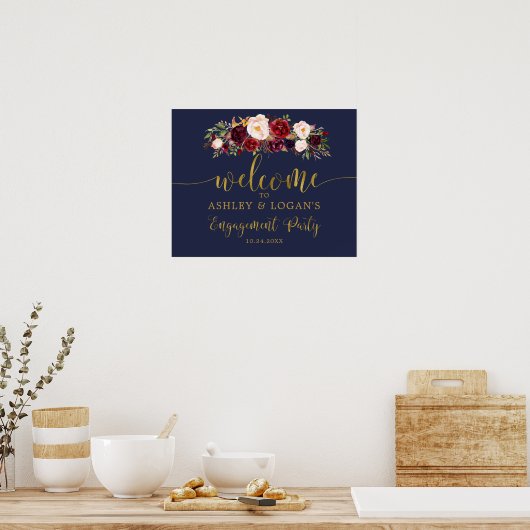 Goud Navy Marsala Boho Verloving Feest Poster (Keuken)