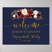 Goud Navy Marsala Boho Verloving Feest Poster (Voorkant)