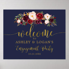 Goud Navy Marsala Boho Verloving Feest Poster