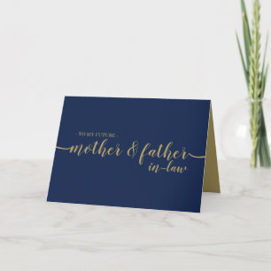 Goud Navy Minimaal Nieuwe Ouders Moeder Vader Kaart