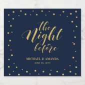 Goud & Navy Modern Confetti Oefendiner Sparkling Wijnetiket (Enkel label)