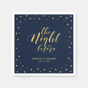 Goud & Navy Modern Confetti Probediner Servet