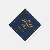 Goud & Navy Modern Confetti Probediner Servet (Hoek)
