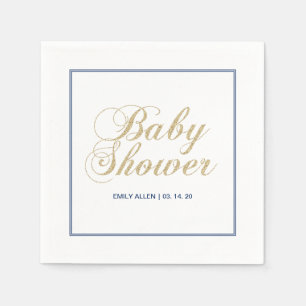Goud & Navy   Moderne Jongens Baby Shower Papieren Servet