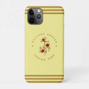 Goud Navy Nautilus Anker jachtclub retro Roos Naam Case-Mate iPhone Case