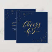 Goud & Navy | Proost 65e Verjaardagsfeest Vierkant Kaart (Voorkant / Achterkant)