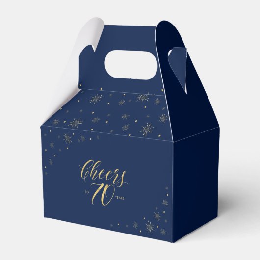 Goud & Navy | Proost 70 jaar 70ste Verjaardagsfees Bedankdoosjes (Voorkant Zijde)