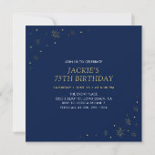 Goud & Navy | Proost 75e Verjaardagsfeest Vierkant Kaart (Achterkant)
