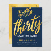 Goud Navy Sla Datum Op Dertig Verjaardagsfeestje Briefkaart (Voorkant / Achterkant)