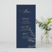 Goud & Navy Trouwmenu Menu (Staand voorkant)