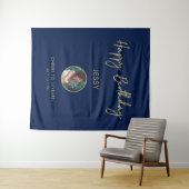 Goud & Navy Verjaardagsfoto Feest Achtergrond Wandkleed (In Situ (horizontaal))