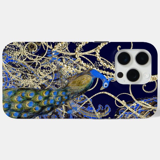 Goud Navy Zwart Blauw Opulence Peacock Swirl Case-Mate iPhone Case (Achterkant (horizontaal))