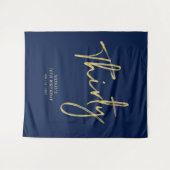 Goud & Navyblauw 30e verjaardagsfeest achtergrond Wandkleed (Voorkant (horizontaal))