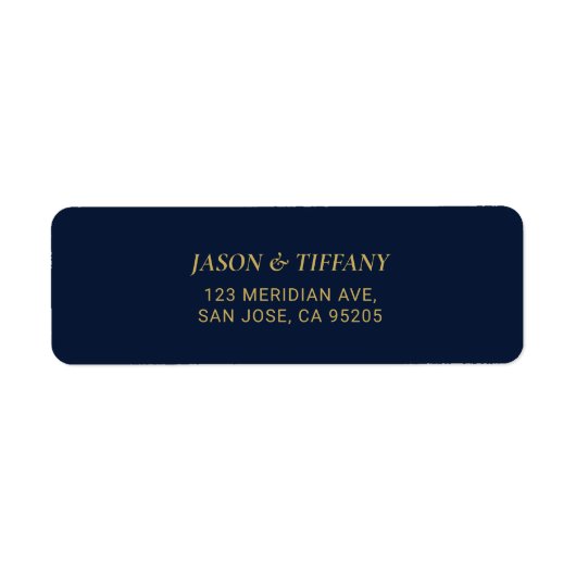 Goud & Navyblauw Elegant Retouradreslabel Etiket (Voorkant)
