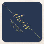 Goud & Navyblauw Elegante Stijlvolle Lettertypogra Kartonnen Onderzetters (Voorkant)
