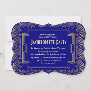 Goud Navyblauw Great Gatsby Bachelorette Feest Kaart