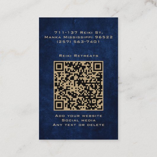 Goud & Navyblauw Klasseerlijk Elegante Yoga Reiki  Visitekaartje (Achterkant)