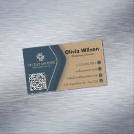 Goud Navyblauw Modern Elegant Magnetisch Visitekaartje