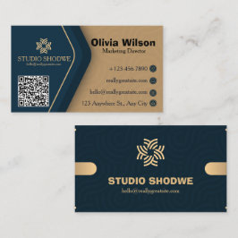 Goud Navyblauw Modern Elegant Zakelijk Visitekaart Visitekaartje