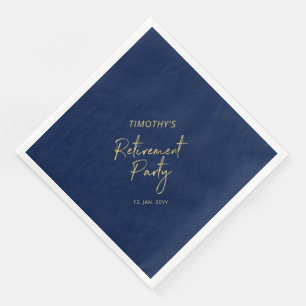 Goud & Navyblauw Modern Pensioenfeest Servet