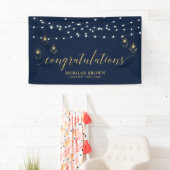 Goud & Navyblauw Moderne Felicitatiesbanner Spandoek (Insitu)