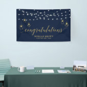 Goud & Navyblauw Moderne Felicitatiesbanner Spandoek (Beurs)
