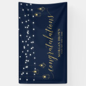 Goud & Navyblauw Moderne Felicitatiesbanner Spandoek (Verticaal)