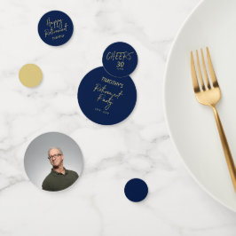 Goud & Navyblauw Moderne Verjaardagsfeest Decorati Confetti
