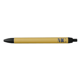 Goud Navyblauw Monogram Elegant Modern Zwarte Inkt Pen