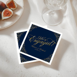Goud Navyblauw We zijn verloofd Verlovingsfeest Servet